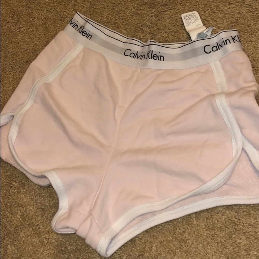 Baby pink high waisted CK shorts